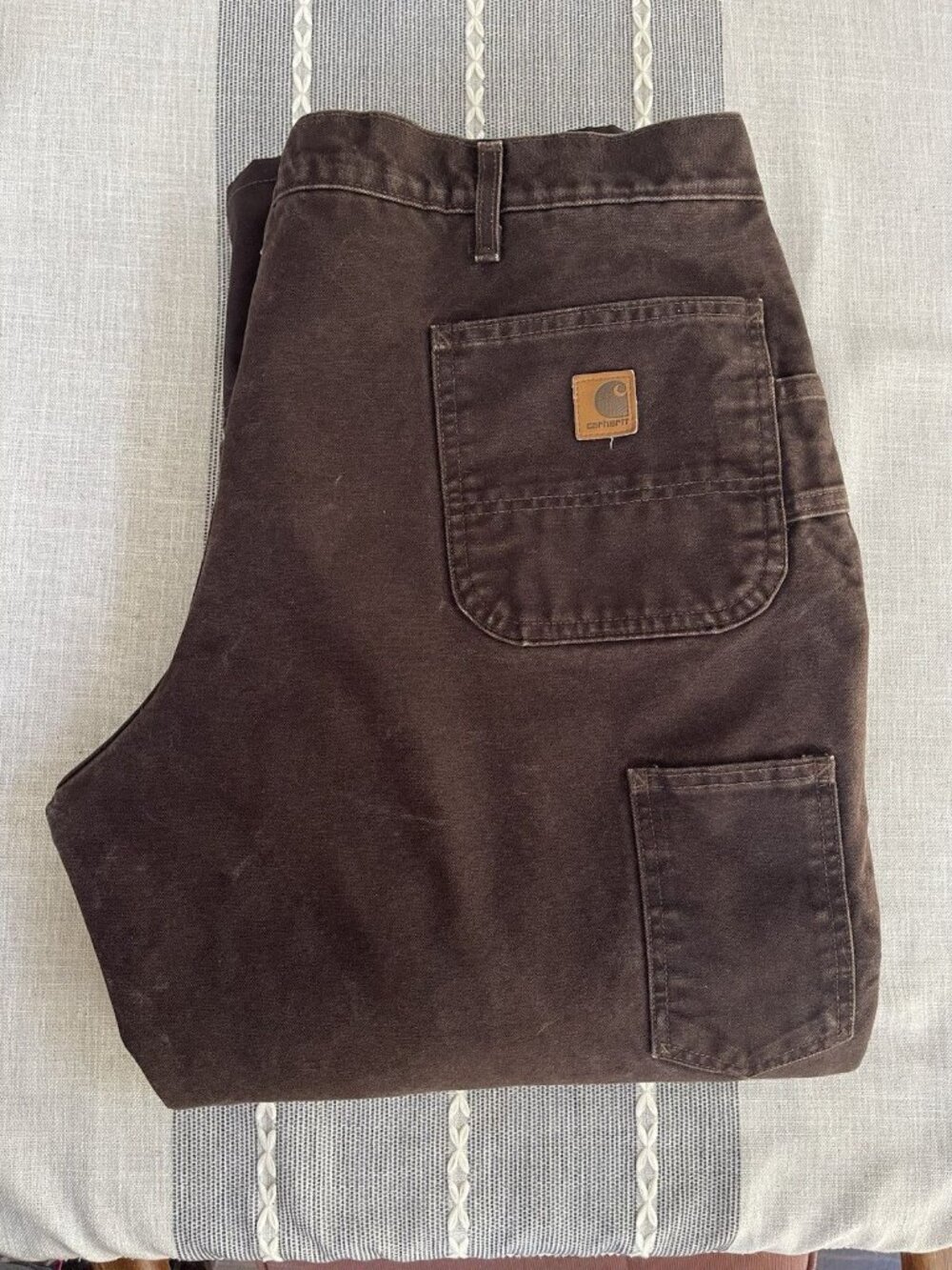 Vintage Carhartt Insulated Lined Carpenter Pants 44/28 Brown Mechanic Barn Y2K